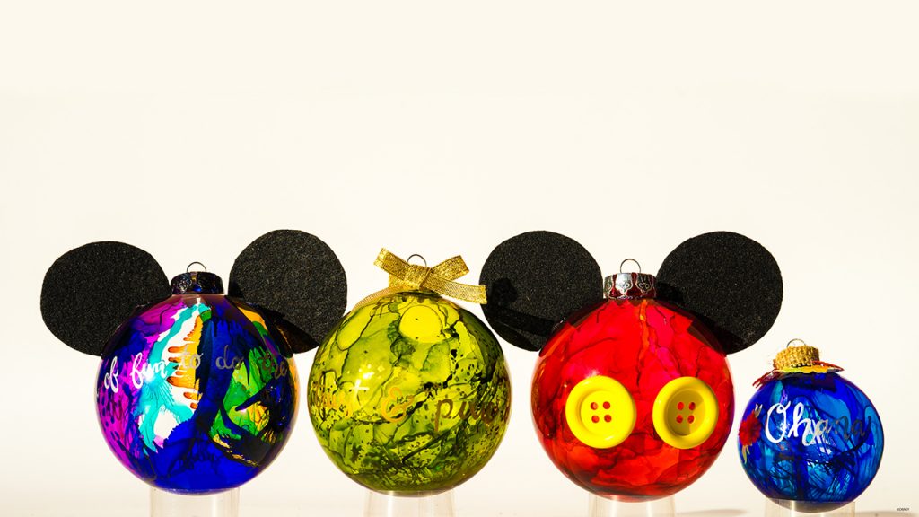 Mickey-Inspired Marbled Glass Ornaments