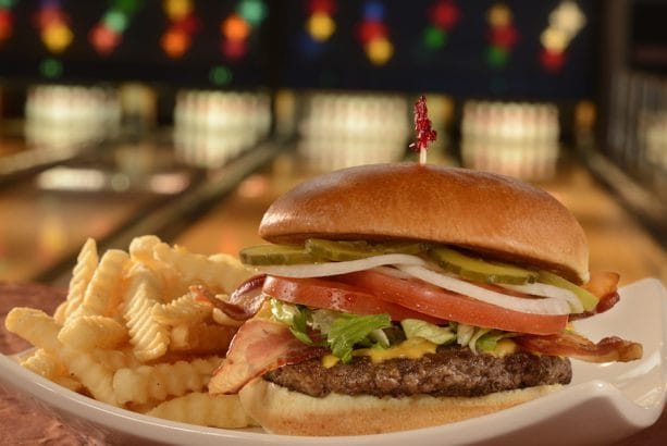 Burger from Splitsville Luxury Lanes at Disneyland Resort