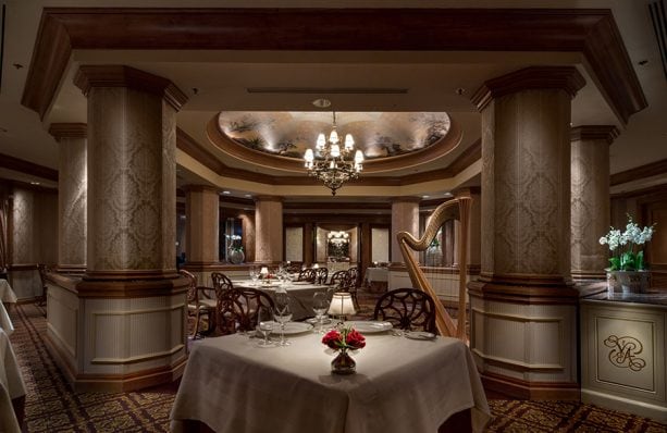 Interior dining room from Victoria & Albert’s restaurant, the only AAA Five Diamond restaurant in Central Florida