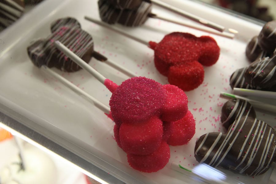 Heart-Shaped Cake Pops with Marshmallow Ears from the Candy Cauldron at Disney Springs