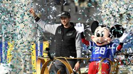 Super Bowl Hero Nick Foles with Mickey Mouse at Walt Disney World