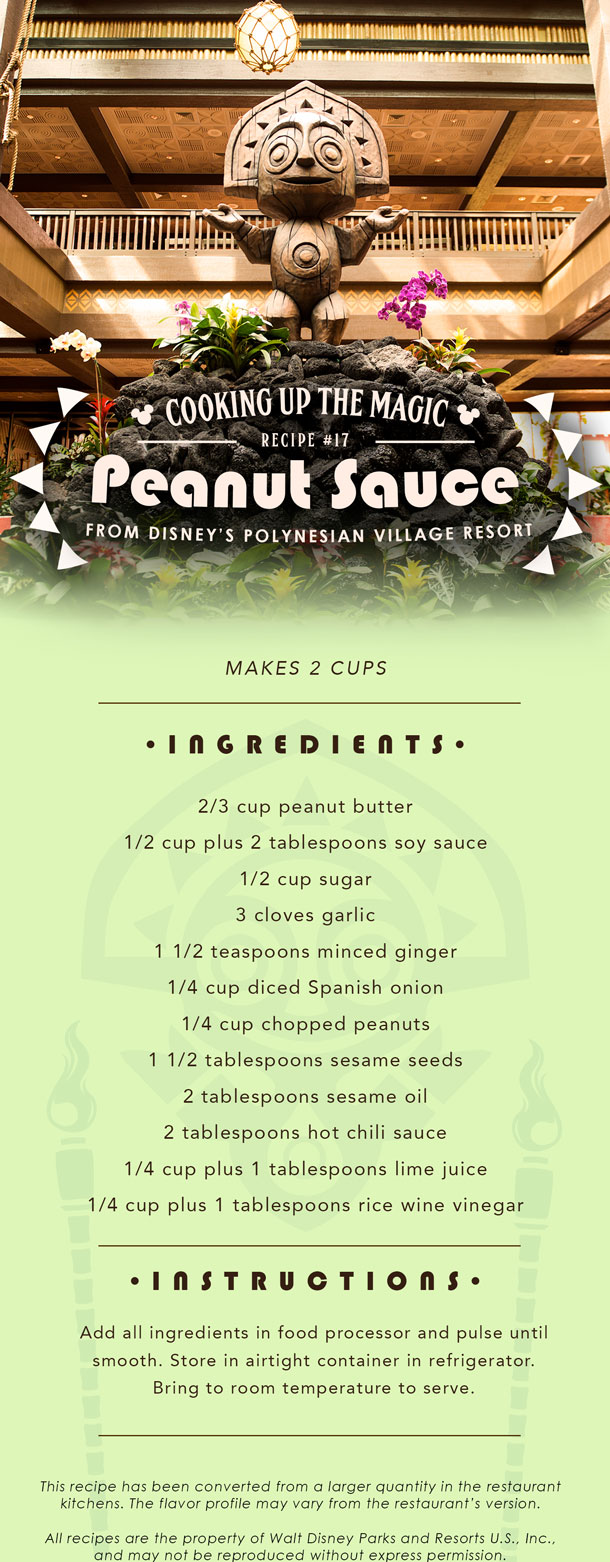 Recipe Pin for Peanut Sauce from ‘Ohana at Disney’s Polynesian Village Resort