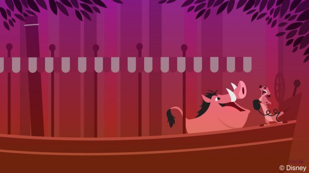 Disney Doodle of Timon and Pumbaa on the Jungle Cruise