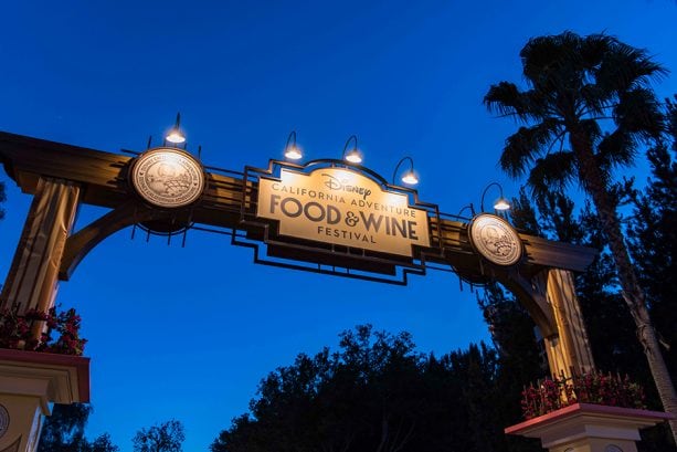Disney California Adventure Food & Wine Festival sign at the Disneyland Resort