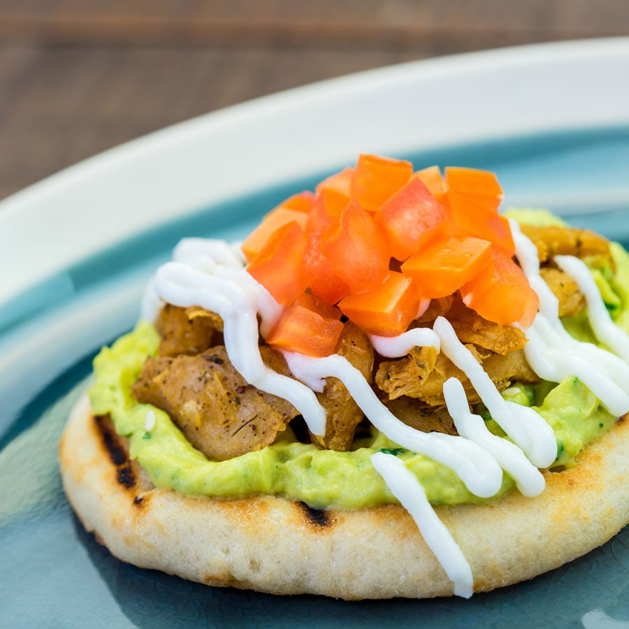 Disney California Adventure Food & Wine Festival - Spiced Oumph on Pita with Avocado Hummus and Garlic Sauce