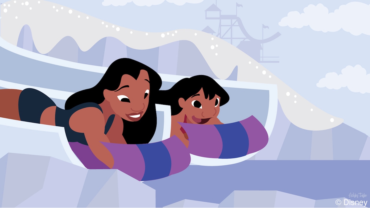 Disney Doodle: Lilo & Nani Visit Disney's Blizzard Beach | Disney Parks Blog