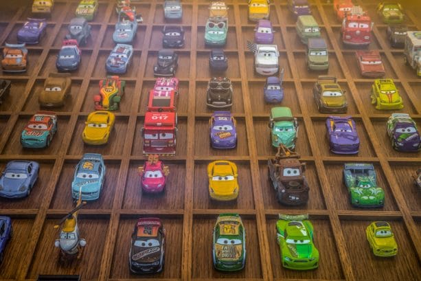 “Cars”-themed table in Lamplight Lounge at Disney California Adventure park
