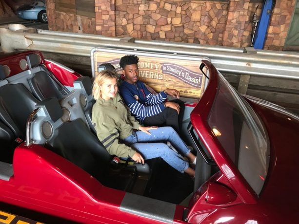 Freeform’s ‘Marvel’s Cloak & Dagger’ Stars Olivia Holt and Aubrey Joseph ride Radiator Springs Racers in Cars Land