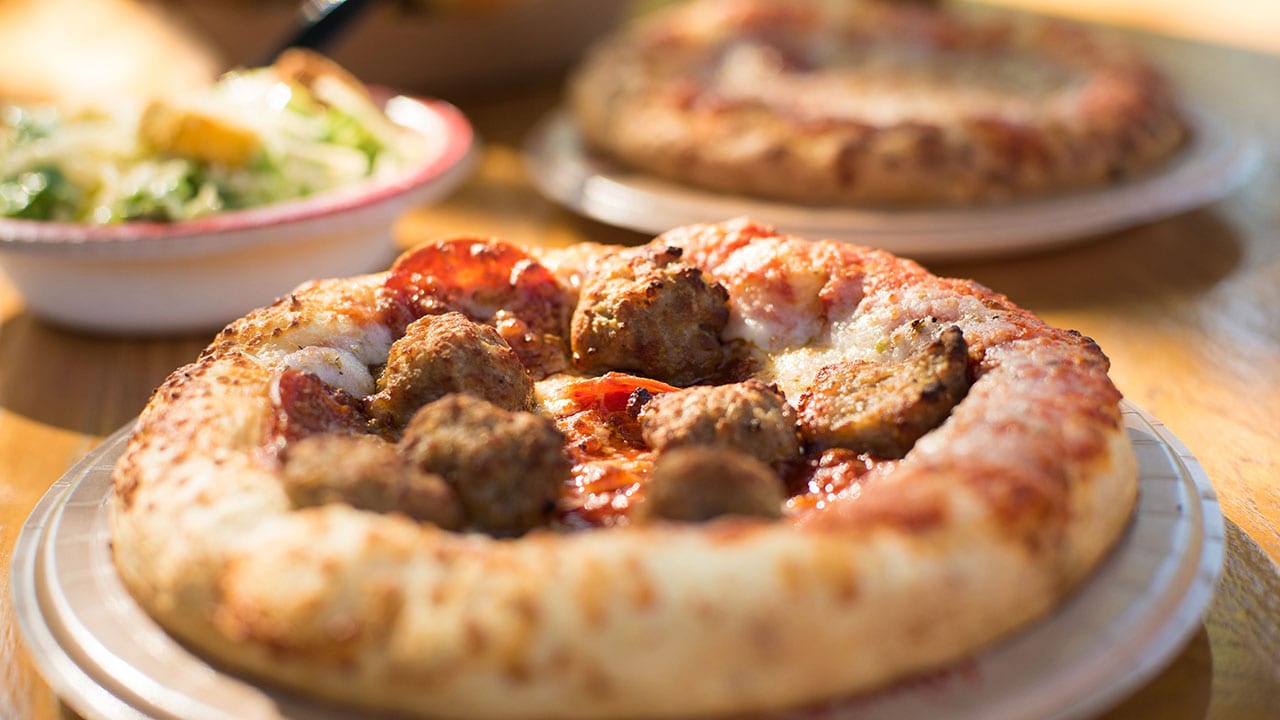 Sausage & Pepperoni Pizza at Pizzafari at Disney’s Animal Kingdom Theme Park
