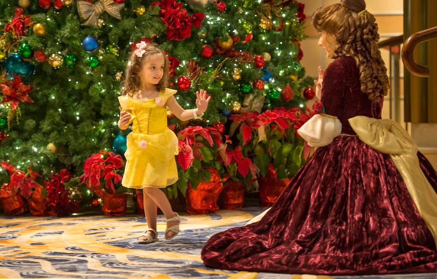 Visits from favorite Disney characters and princesses dressed in holiday attire aboard Disney Cruise Line