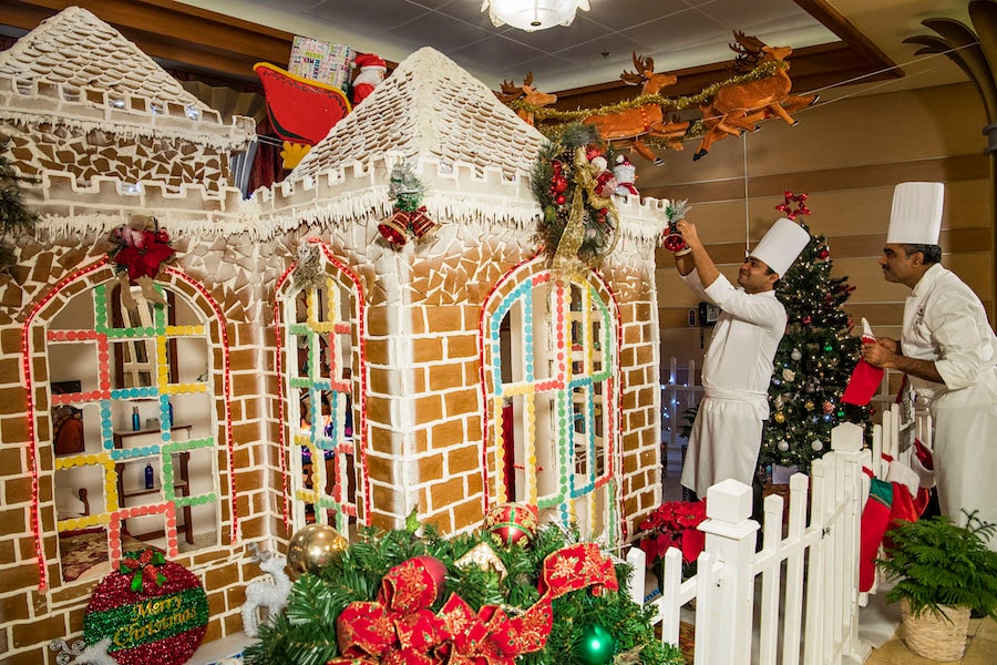 Giant gingerbread houses fill the Disney Cruise Line ships