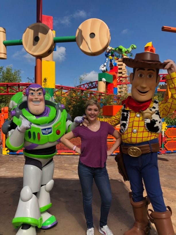 ‘Disney Channel Original Movie ‘Freaky Friday’ Star Cozi Zuehlsdorff meets Buzz Lightyear and Woody in Toy Story Land at Disney's Hollywood Studios