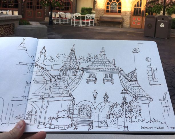 Sketches from the Park: Germany Pavilion at Epcot - Line Sketch