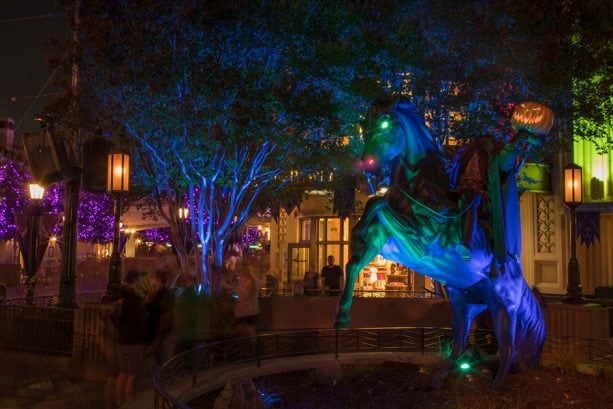 The Headless Horseman statue, Buena Vista Street at Disney California Adventure