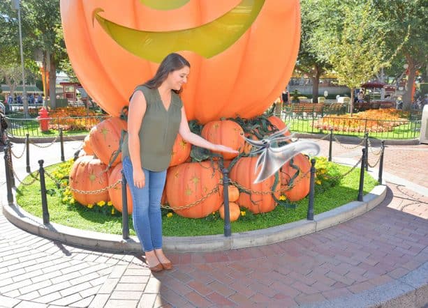 Magic Shot featuring Zero at the giant pumpkin on Main Street, U.S.A. in Disneyland park