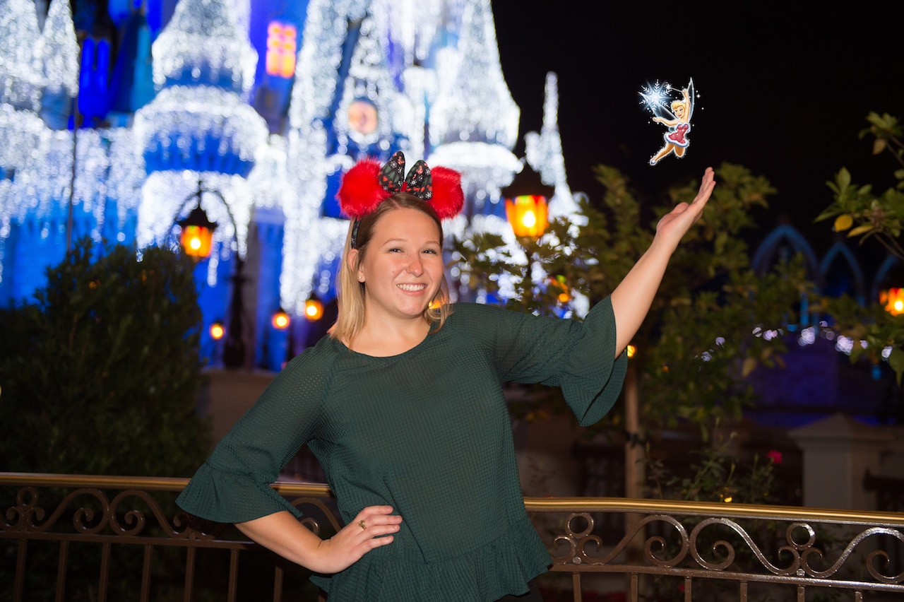 Tinker Bell Magic Shot with Disney Photopass During Mickey's Very Merry Christmas Party