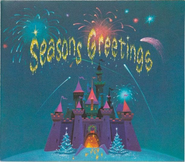 1959 card featuring Sleeping Beauty Castle