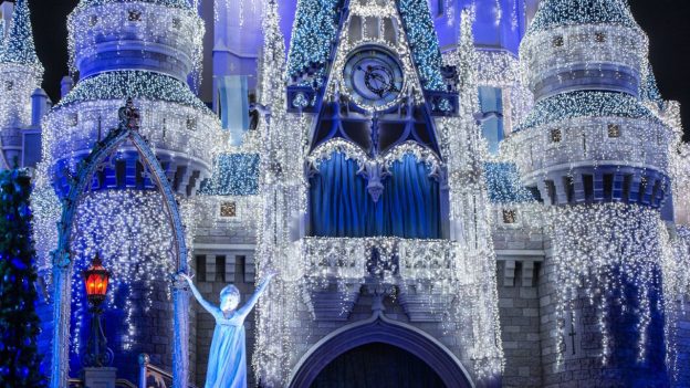 Queen Elsa from “Frozen” Transforms Cinderella Castle in “A Frozen Holiday Wish”
