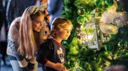 Kids at the Disney Springs Christmas Tree Trail