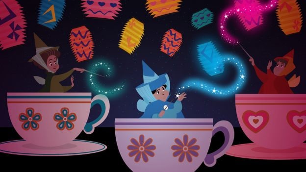 Disney Doodles: Flora & Merryweather Visit Mad Tea Party