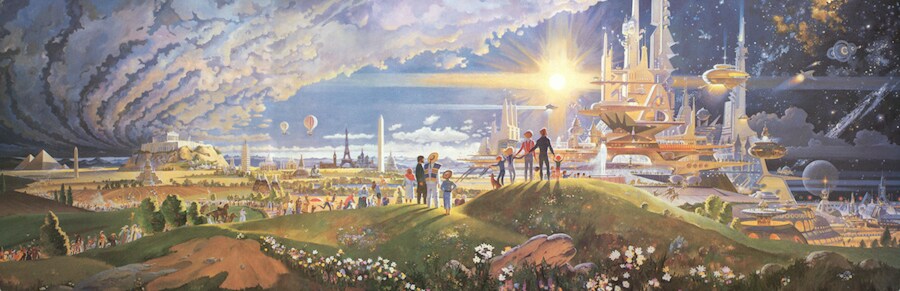 The mural “The Prologue and the Promise,” once displayed at the Horizons pavilion at Epcot. © Disney