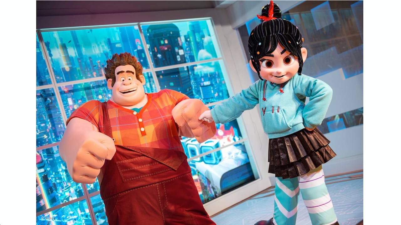 Ralph and Vanellope appear in the ImageWorks area at Imagination pavilion in Epcot. Photo 