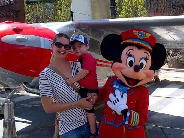 Kristin and child with Minnie