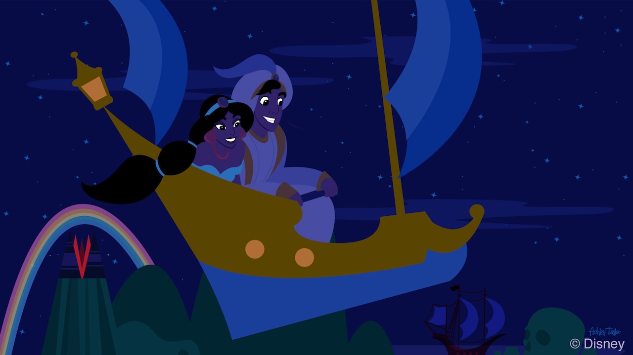Disney Doodle: Aladdin & Jasmine Take Flight in 