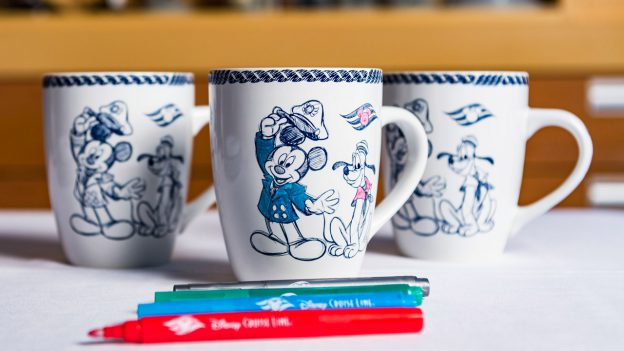 Mugs from the Animator’s Palate merchandise collection aboard Disney Cruise Line ships