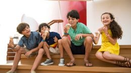 Kids eat ice cream aboard Disney Cruise Line