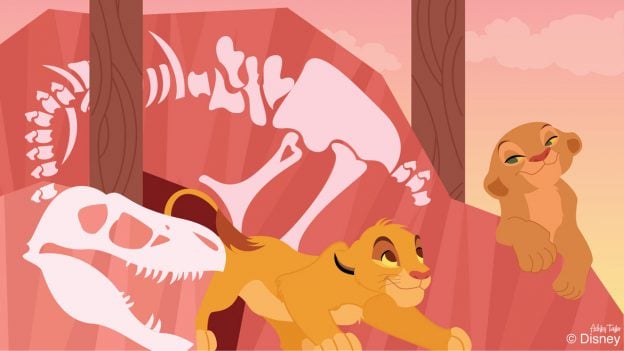 Disney Doodle: Simba and Nala play in The Boneyard in Dinoland at Disney's Animal Kingdom Park