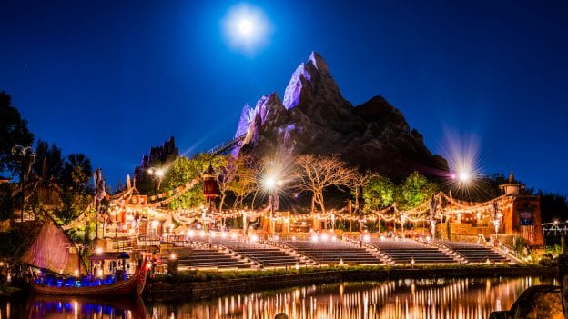 Full Moon Rises Over Expedition Everest & Rivers of Light