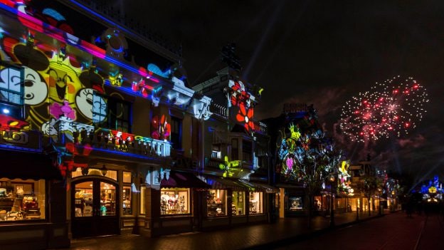 “Mickey’s Mix Magic” nighttime projection show at Disneyland park