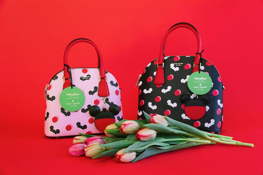 Disney-inspired kate spade new york handbag collection featuring classic shades of pink and red