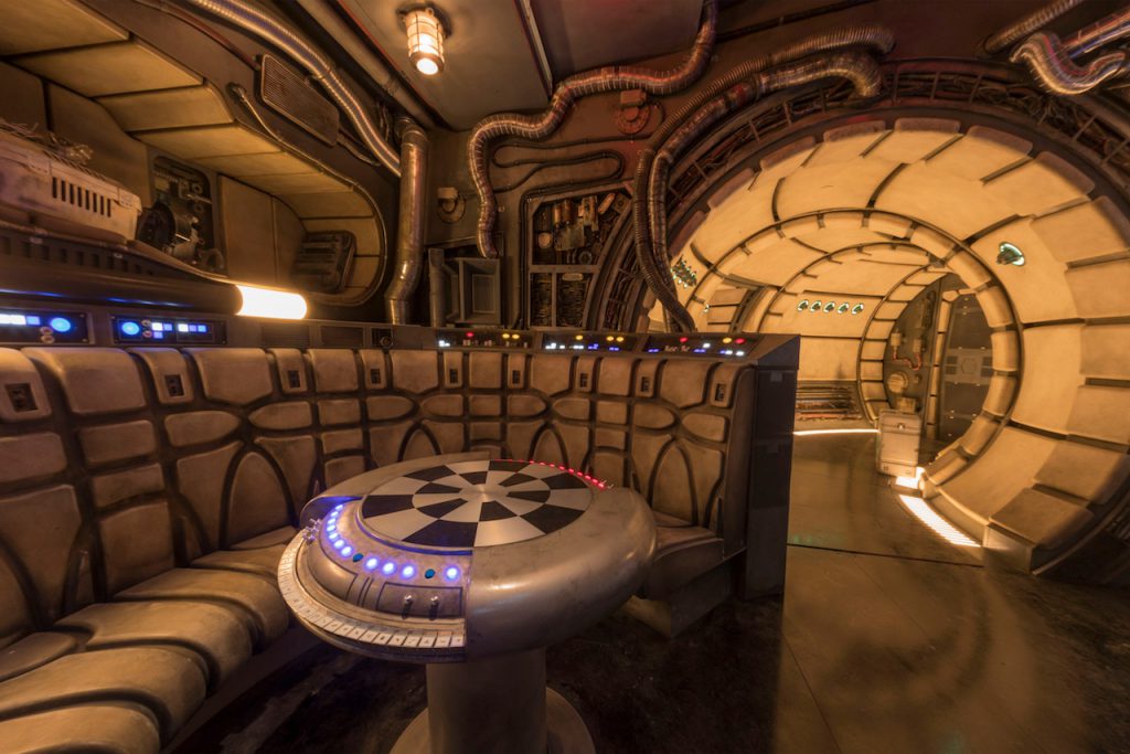 The inside of Millennium Falcon: Smugglers Run at Disneyland Park