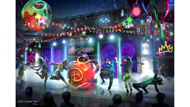 Rendering of DescenDance interactive dance party coming to the new Oogie Boogie Bash – A Disney Halloween Party at Disney California Adventure park