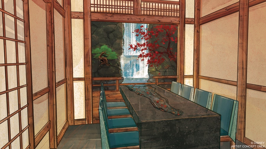 Rendering of The Water Room Chef’s Table at Takumi-Tei at Epcot