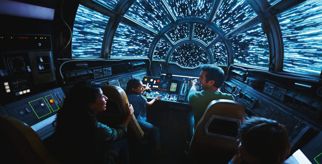 Inside Millennium Falcon: Smugglers Run, Disney guests will take the controls in one of three unique and critical roles aboard the fastest ship in the galaxy when Star Wars: GalaxyÕs Edge opens May 31, 2019, at Disneyland Resort in California and Aug. 29, 2019, at Walt Disney World Resort in Florida. (Disney Parks)