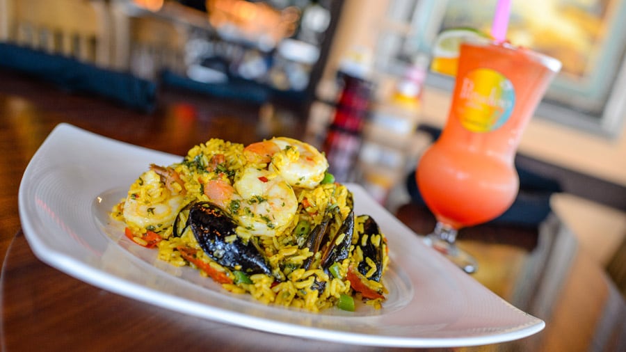 Florida Scorpion Shrimp Paella and Sunset Margarita from Paradiso 37, Taste of the Americas for Disney Springs Flavors of Florida