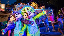 Chip 'n Dale in their dinosaur suits at Donald’s Dino-Bash! at Disney's Animal Kingdom park