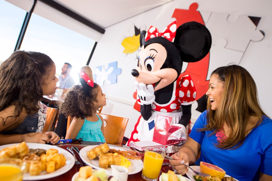 Minnie Mouse greets guests at Chef Mickey's
