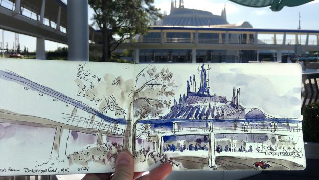 Sketch of Space Mountain by Artist Will Gay