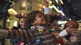 Kids enjoying the falling snow at Disney