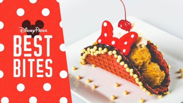 Walt Disney World Resort Best Bites: August 2019 featuring the Cookie Dough Minnie Mouse Taco