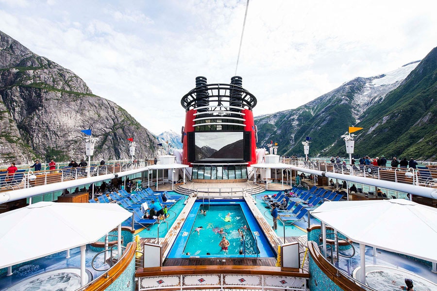 Disney Wonder in Alaska - View of pool from top deck