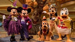 Minnie, Mickey, Goofy, Pluto and Donald at Halloween on the High Seas