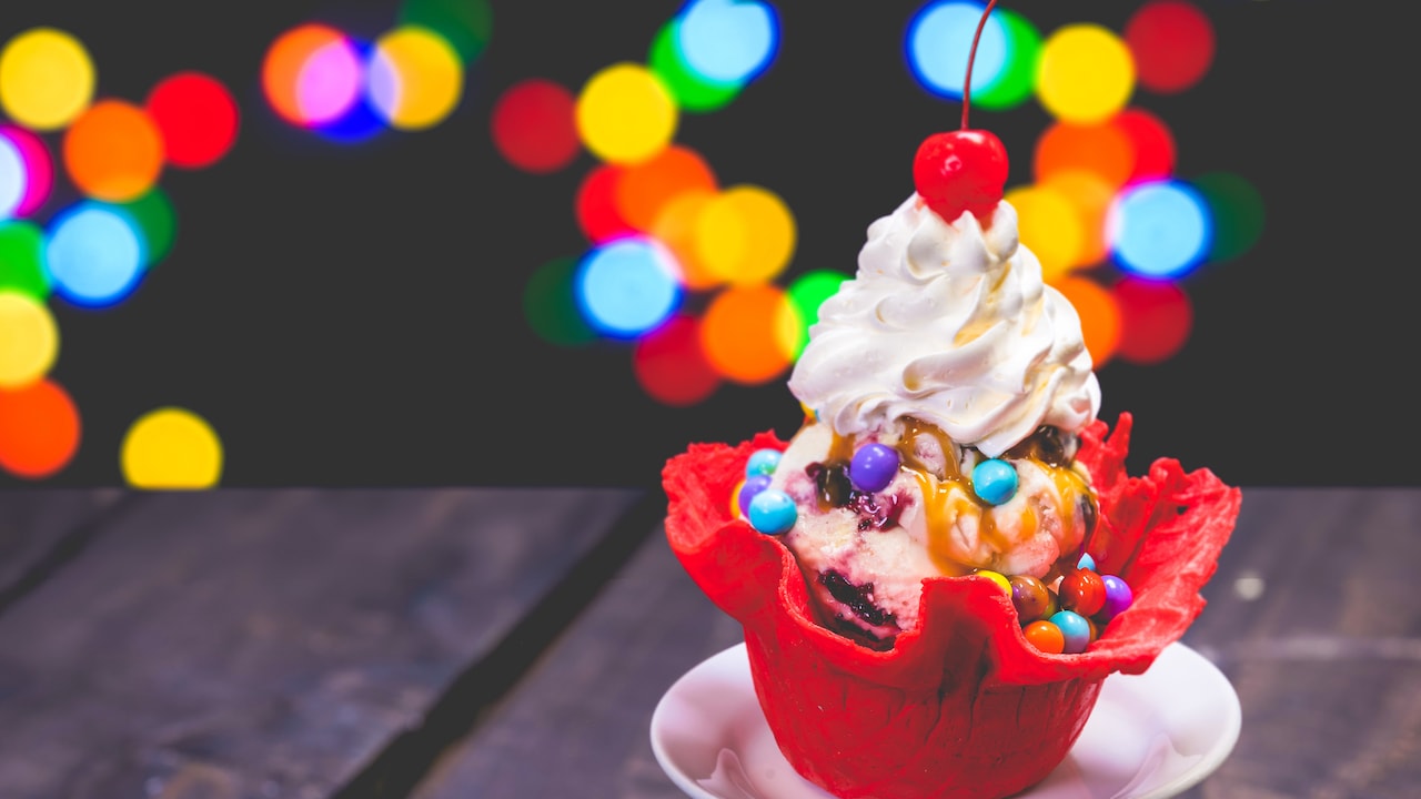 Fantasia Waffle Bowl Sundae from Gibson Girl Ice Cream Parlor at Disneyland Park