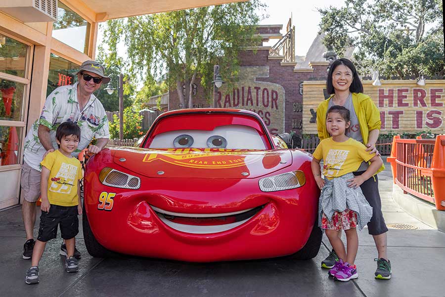 Family with Lightning McQueen