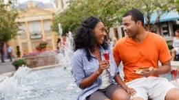 Couple enjoying Epcot International Food & Wine Festival