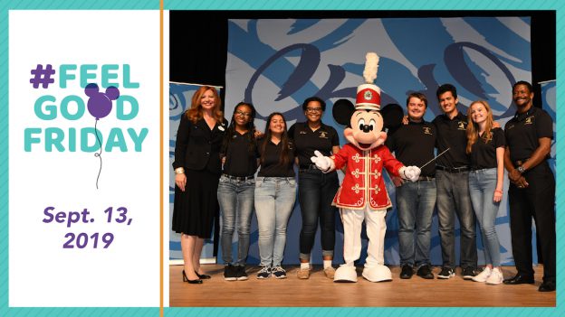 Mickey Mouse with High School Band students